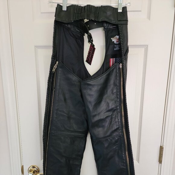 Harley Davidson Women's SX_M Black Leather Willie G Chaps - Picture 7 of 11